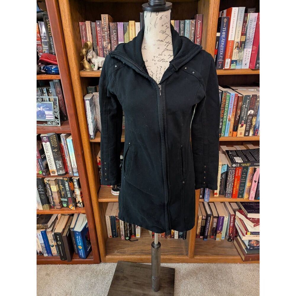 Indigenous Women's XS Black Wool Blend Full Zip Hooded Jacket Coat